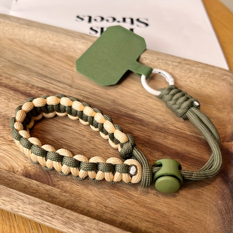 New Travel Mobile Phone Lanyard Adjustable Wrist Short Pure Hand-woven Simple Anti-theft and Drop Color Matching Thickened Metal Solid Clip Style Pet Camera Shell Universal CCD